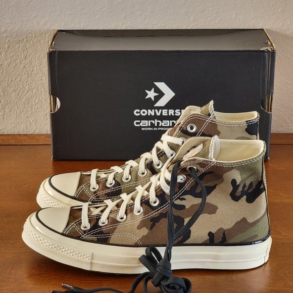 Converse X Carhatt WIP Chuck 70 Hi Camouflage 169221C Covert Green Size 8.5 NWB - Picture 5 of 13